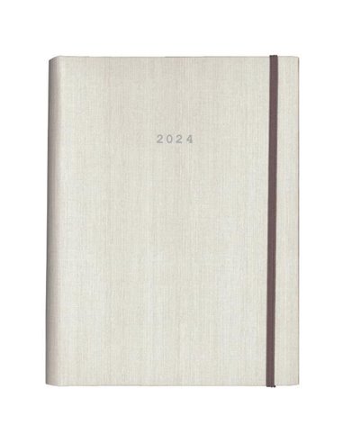 Next ημερολόγιο 2024 fabric ημερήσιο κρυφό σπιράλ λευκό 14x21εκ.