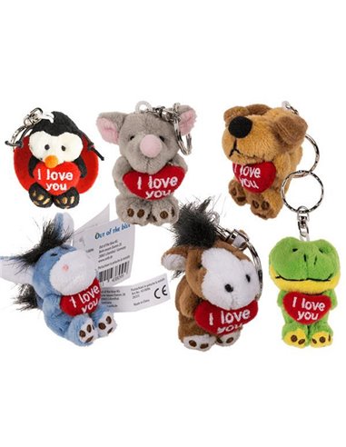Μπρελόκ με λούτρινα ζωάκια "I love you" 6εκ. κοκτέηλ 6 σχέδια