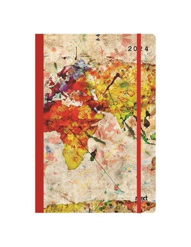 Next ημερολόγιο 2024 Trends ημερήσιο flexi με λάστιχο 12x17εκ. World map