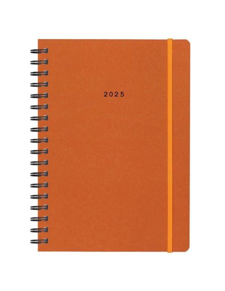 Next ημερολόγιο 2025 Natural ημερήσιο σπιράλ πορτοκαλί με λάστιχο 14x21εκ.