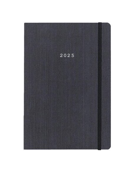 Next ημερολόγιο 2025 fabric ημερήσιο flexi γκρι με λάστιχο 12x17εκ.