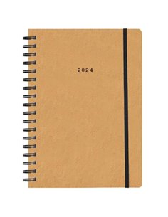 Next ημερολόγιο 2024 Natural ημερήσιο σπιράλ μουσταρδί με λάστιχο 12x17εκ.