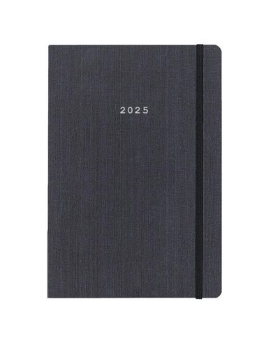 Next ημερολόγιο 2025 fabric ημερήσιο flexi γκρι με λάστιχο 14x21εκ.