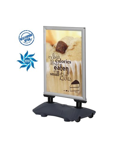 Σταντ επιδαπέδιο αλουμινίου διπλής όψης Α1 Υ87,9×63,2εκ. ασημί