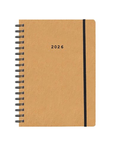 Next ημερολόγιο 2026 Natural ημερήσιο σπιράλ μουσταρδί με λάστιχο 17x25εκ.  Δυνατότητα εκτύπωσης