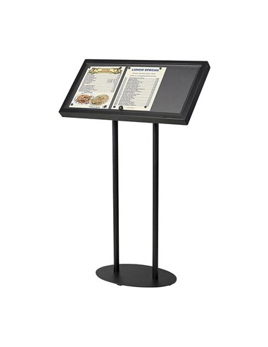 Σταντ παρουσίασης 3xA4 μαύρος μεταλλικός με καπάκι Υ123x76x38εκ

.