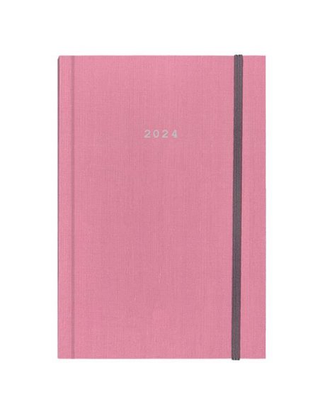 Next ημερολόγιο 2024 fabric ημερήσιο δετό ροζ με λάστιχο 14x21εκ.