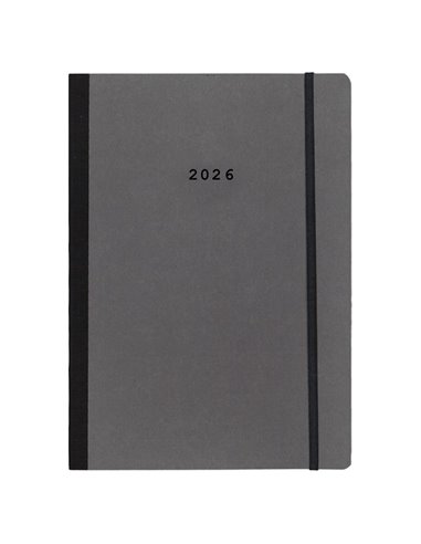 Next ημερολόγιο 2026 Natural ημερήσιο flexi γκρι σκούρο με λάστιχο 14x21εκ.  Δυνατότητα εκτύπωσης