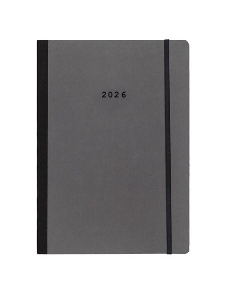 Next ημερολόγιο 2026 Natural ημερήσιο flexi γκρι σκούρο με λάστιχο 14x21εκ.  Δυνατότητα εκτύπωσης