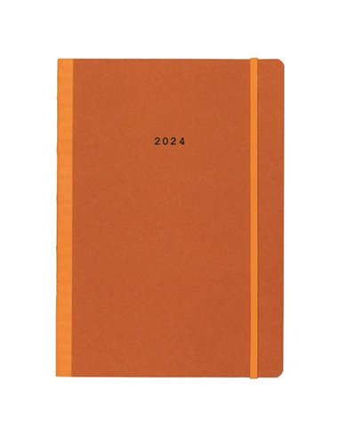 Next ημερολόγιο 2024 Natural ημερήσιο flexi πορτοκαλί με λάστιχο 17x25εκ.