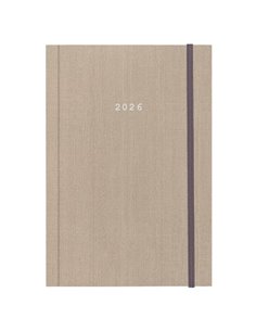 Next ημερολόγιο 2026 fabric ημερήσιο δετό μπεζ με λάστιχο 12x17εκ. Δυνατότητα εκτύπωσης
