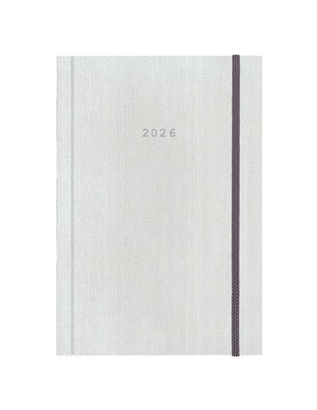 Next ημερολόγιο 2026 fabric ημερήσιο δετό λευκό με λάστιχο 17x25εκ.  Δυνατότητα εκτύπωσης