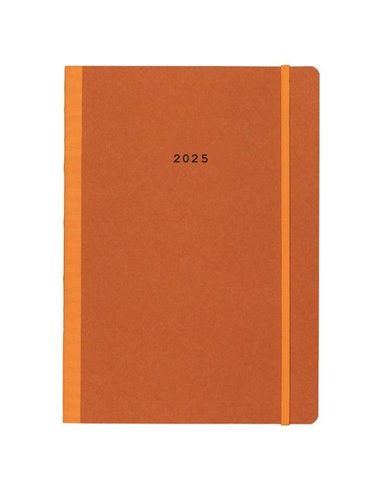 Next ημερολόγιο 2025 Natural εβδομαδιαίο flexi πορτοκαλί με λάστιχο 14x21εκ.