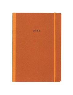 Next ημερολόγιο 2025 Natural εβδομαδιαίο flexi πορτοκαλί με λάστιχο 17x25εκ.