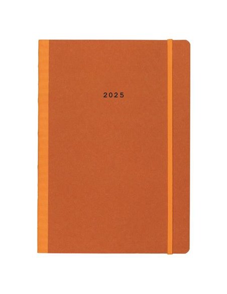 Next ημερολόγιο 2025 Natural εβδομαδιαίο flexi πορτοκαλί με λάστιχο 17x25εκ.