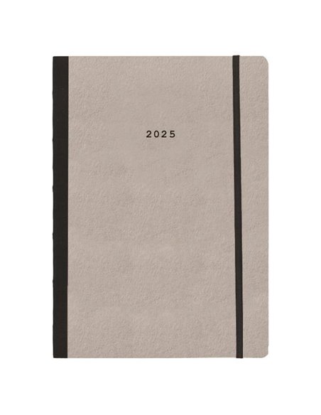 Next ημερολόγιο 2025 Natural εβδομαδιαίο flexi γκρι ανοιχτό με λάστιχο 14x21εκ.