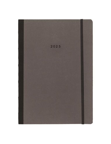 Next ημερολόγιο 2025 Natural εβδομαδιαίο flexi γκρι σκούρο με λάστιχο 14x21εκ.