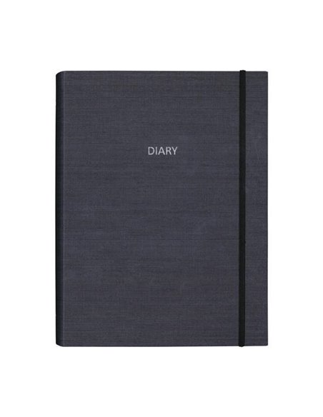 Next ημερολόγιο/organizer 2024-25-26 fabric γκρι σκούρο με στυλό αφής και 40 ριγέ φύλλα σημειώσεων 17x24εκ.