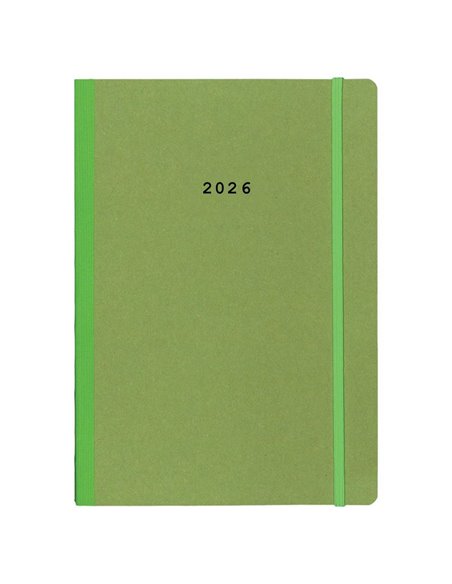 Next ημερολόγιο 2026 Natural εβδομαδιαίο flexi πράσινο με λάστιχο 14x21εκ.