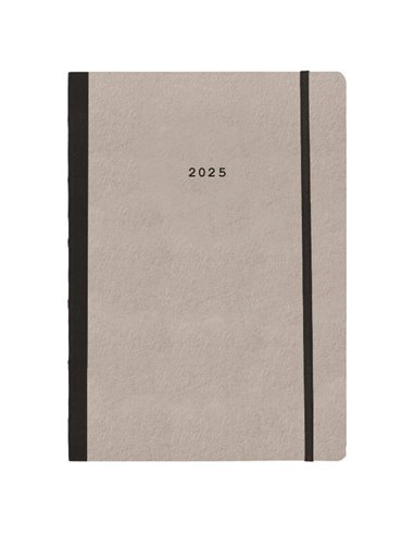 Next ημερολόγιο 2025 Natural εβδομαδιαίο flexi γκρι ανοιχτό με λάστιχο 17x25εκ.