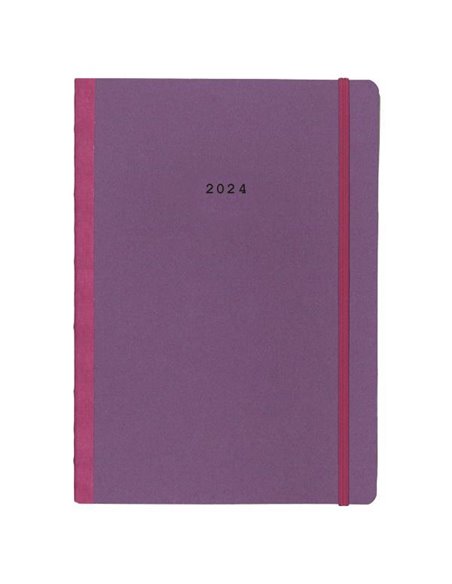 Next ημερολόγιο 2024 Natural εβδομαδιαίο flexi μωβ με λάστιχο 17x25εκ.