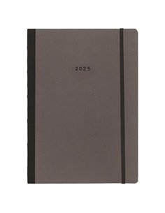 Next ημερολόγιο 2025 Natural εβδομαδιαίο flexi γκρι σκούρο με λάστιχο 17x25εκ.