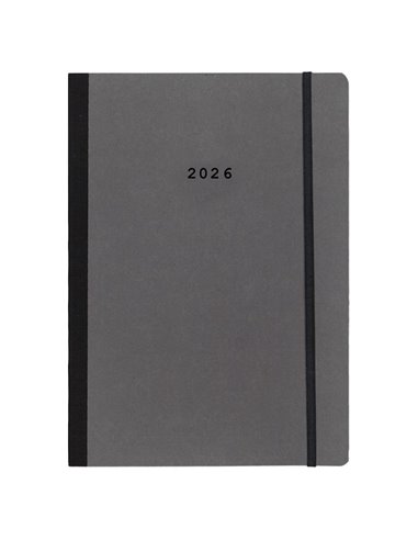 Next ημερολόγιο 2026 Natural εβδομαδιαίο flexi γκρι σκούρο με λάστιχο 14x21εκ.