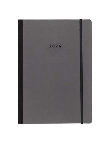 Next ημερολόγιο 2026 Natural εβδομαδιαίο flexi γκρι σκούρο με λάστιχο 14x21εκ.