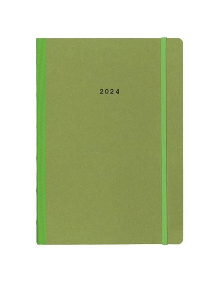 Next ημερολόγιο 2024 Natural εβδομαδιαίο flexi πράσινο με λάστιχο 14x21εκ.