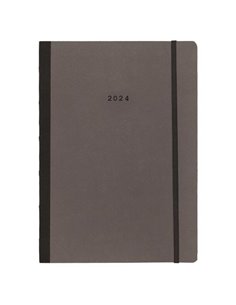 Next ημερολόγιο 2024 Natural εβδομαδιαίο flexi γκρι σκούρο με λάστιχο 14x21εκ.