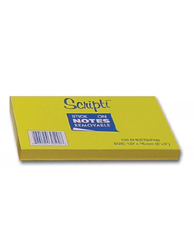 Scripti αυτοκόλλ.χαρτάκια κίτρινα 7,6x12,7εκ. 100φ.