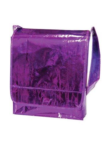 Τσάντα σε μεταλλικό χρώμα μωβ 34x35x8εκ.