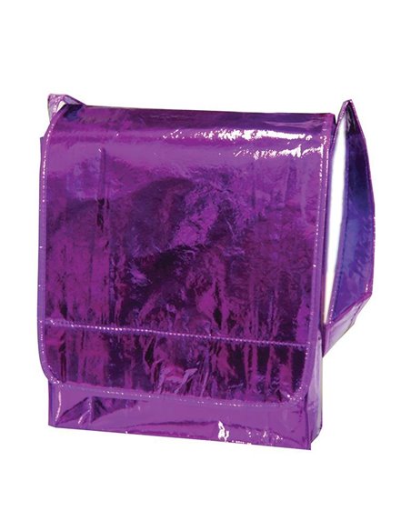 Τσάντα σε μεταλλικό χρώμα μωβ 34x35x8εκ.