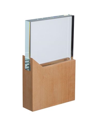 Τρόπαιο κρυστάλλινο με ξύλινη βάση Υ19,2x11,9x3,5