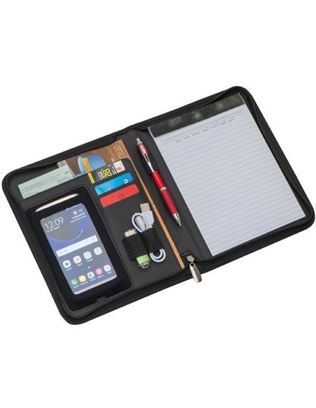 Portfolio μαύρο Α5 με φερμουάρ και μπλοκ σημειώσεων Υ23,5x19x3εκ.
