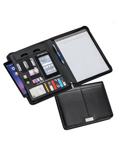 Portfolio με φερμουάρ δερμάτινο μαύρο Υ35x26.5x5εκ.