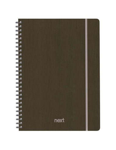 Next fabric τετράδιο σπιράλ λάστιχο καφέ 21x29εκ. 140φ. 4θ