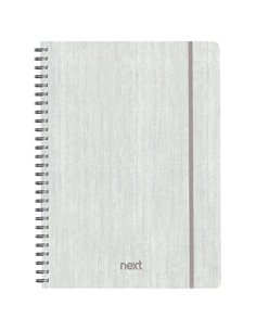 Next fabric τετράδιο σπιράλ λάστιχο λευκό 17x25εκ. 70φ. 2θ