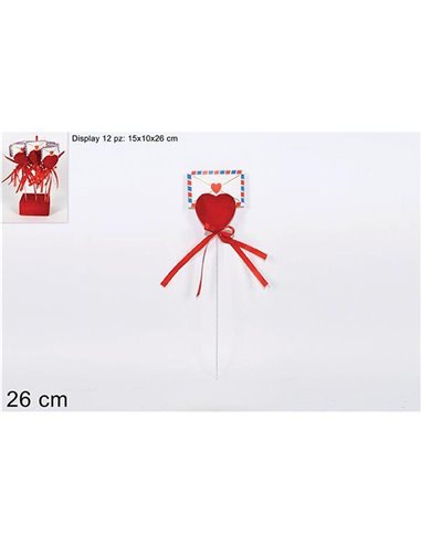 Διακοσμητικό στικ καρδιά βελούδινη 26εκ.