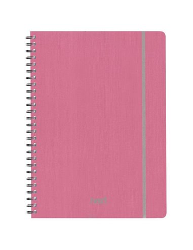 Next fabric τετράδιο σπιράλ λάστιχο ροζ 17x25εκ. 105φ. 3θ