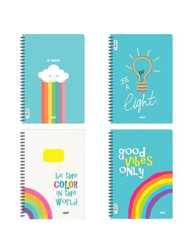 Next Positive τετράδιo σπιράλ 17x25εκ. 2θεμ., 70φ.