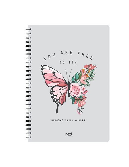 Next trends butterfly τετράδιο σπιράλ 3 θέματα 105 φύλλα 21x29εκ.