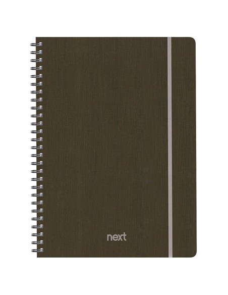 Next fabric τετράδιο σπιράλ λάστιχο καφέ 21x29εκ. 70φ. 2θ