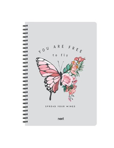 Next trends butterfly τετράδιο σπιράλ 3 θέματα 105 φύλλα 17x25εκ.
