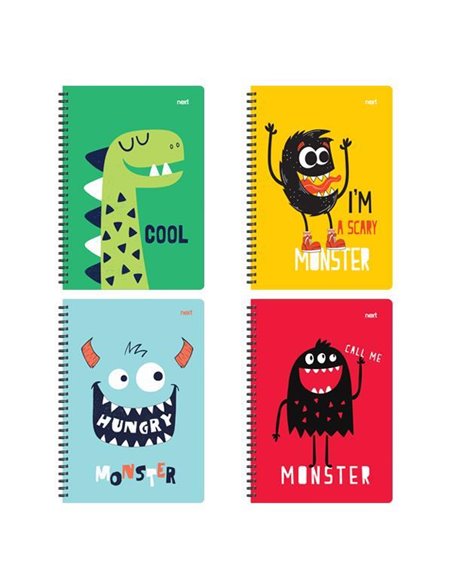 Next cute monsters τετράδιο σπιράλ 17x25εκ. 2θεμ., 70φ.