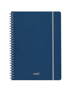 Next fabric τετράδιο σπιράλ λάστιχο μπλε 17x25εκ. 140φ. 4θ