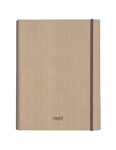 Next Fabric τετράδιo με κρυφό σπιράλ μπεζ με λάστιχο 17x25εκ. 5θεμ., 175φ.