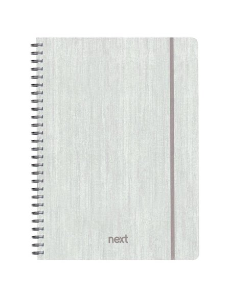 Next fabric τετράδιο σπιράλ λάστιχο λευκό 17x25εκ. 105φ. 3θ