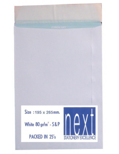 Φάκελος λευκός σακ. 80γρ, αυτοκ. 19,5x26,5εκ. 25τμχ