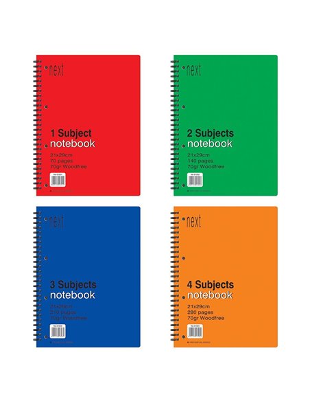 Next notebook τετρ. σπιράλ 17x25εκ. 4θεμ. 280σελ.